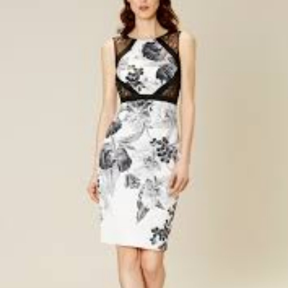 Karen Millen Black Floral Lace Satin dress